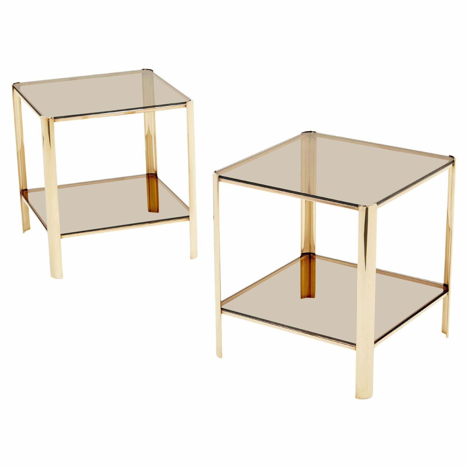 Pair Of Two Tier Bronze End Tables By J.T. Lepelletier For Broncz, 1960s
