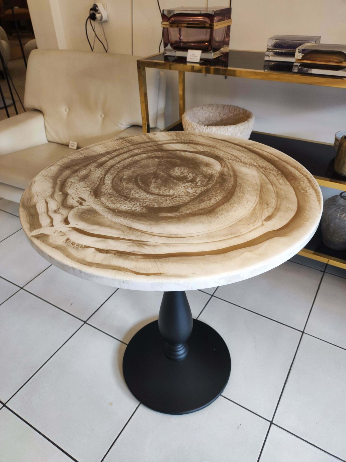 Gueridon, Cast Iron Painted Foot And Laquered Wood Top photo furniture
