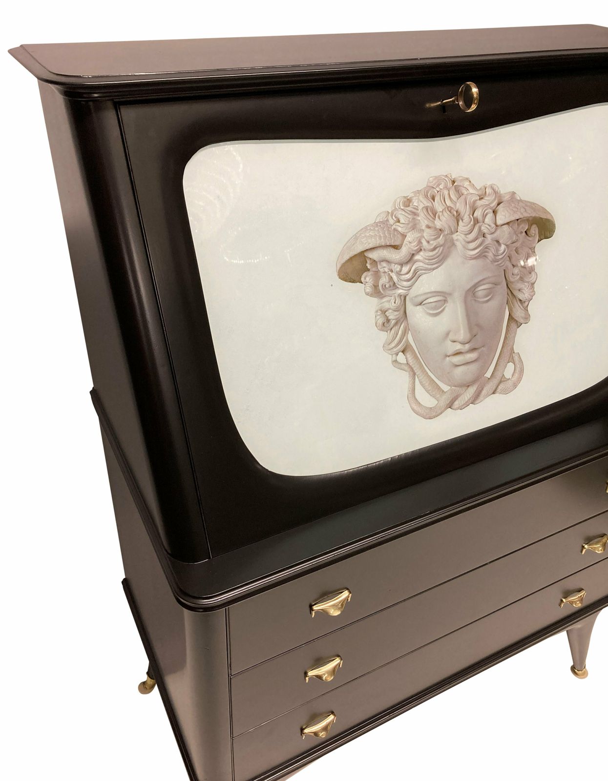 A Pair Of Black Lacquered Mid Century Secretaires By Paolo Buffa photo buy