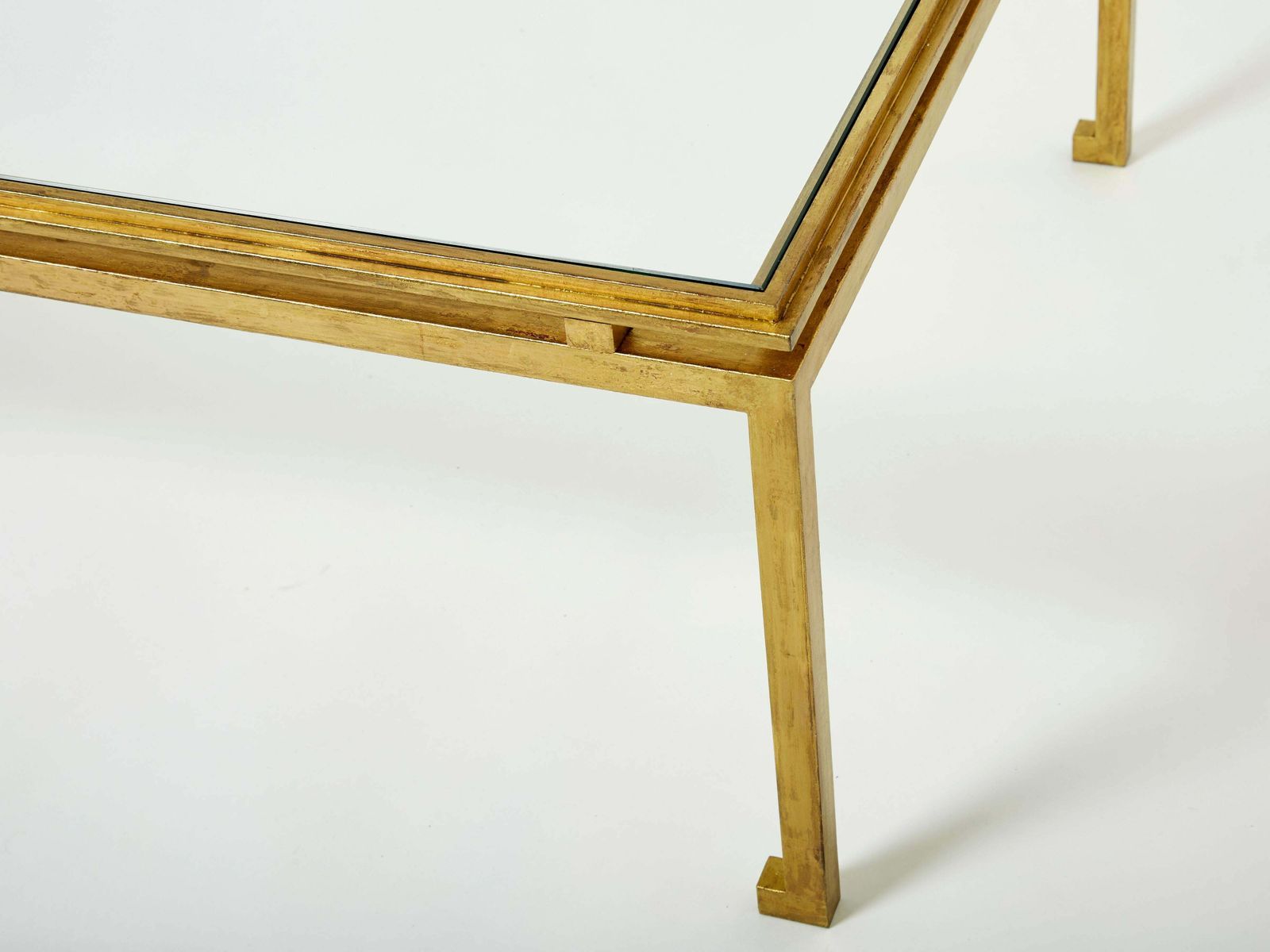 Table basse Maison Ramsay en fer doré et verre, 1950 photo buy