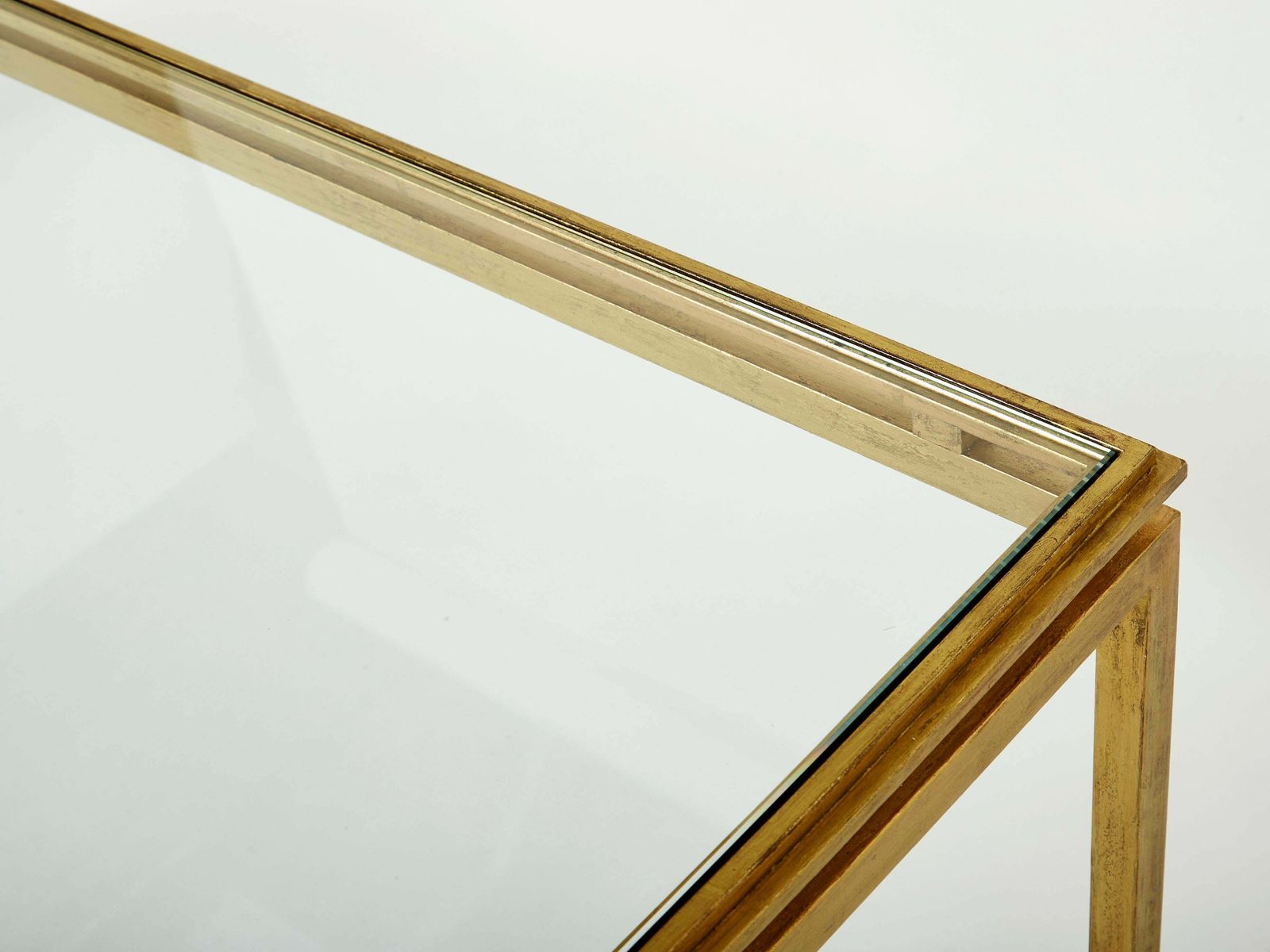 Mobilier Table basse Maison Ramsay en fer doré et verre, 1950 photo
