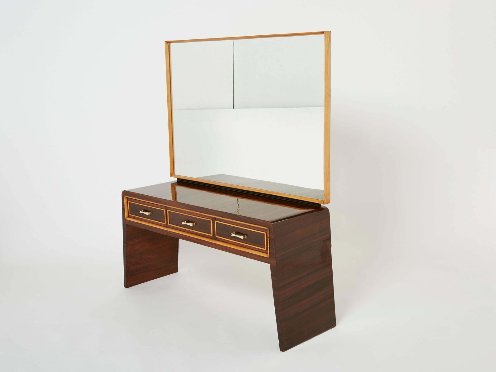 Console coiffeuse en palissandre, sycomore et laiton par Paolo Buffa, années 1940 photo furniture