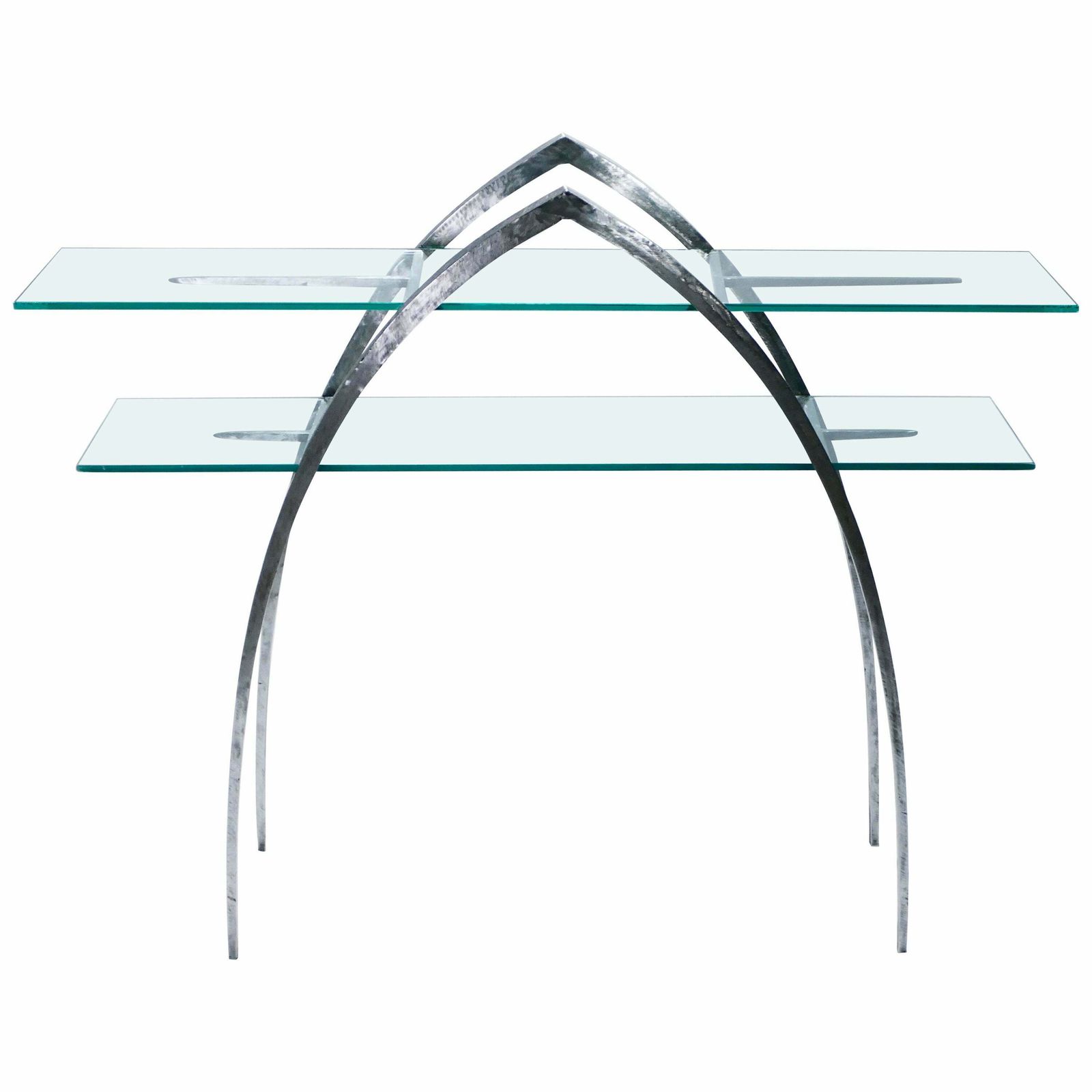 Unique Wrought Iron And Glass Console Circa 2000