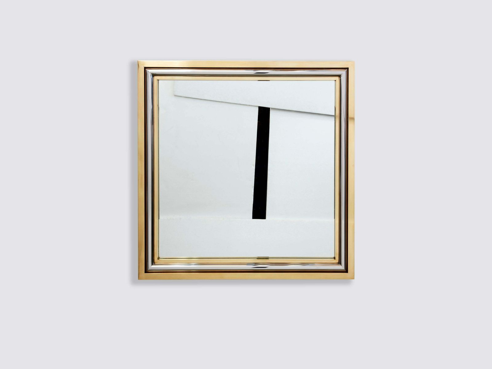 Romeo Rega For Metalarte Large Brass Chrome Square Mirror 1970s photo vinterior
