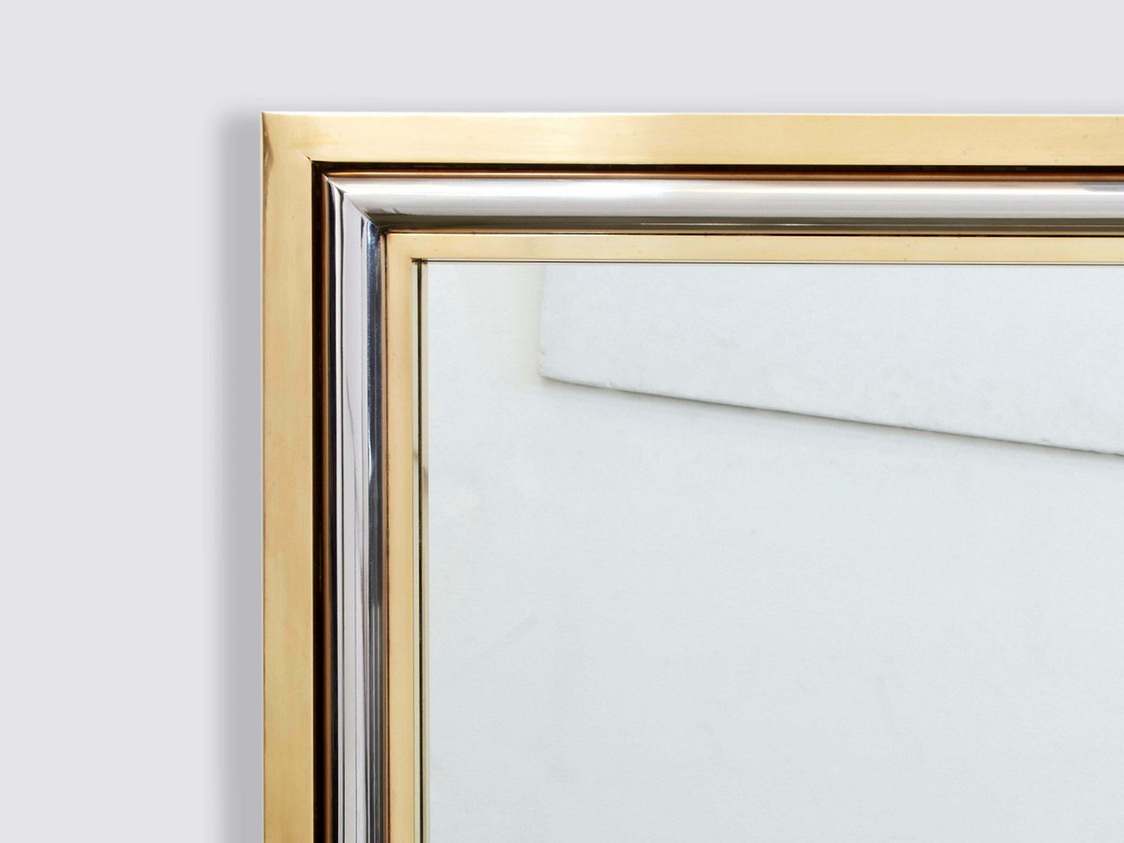 Romeo Rega For Metalarte Large Brass Chrome Square Mirror 1970s photo vintage