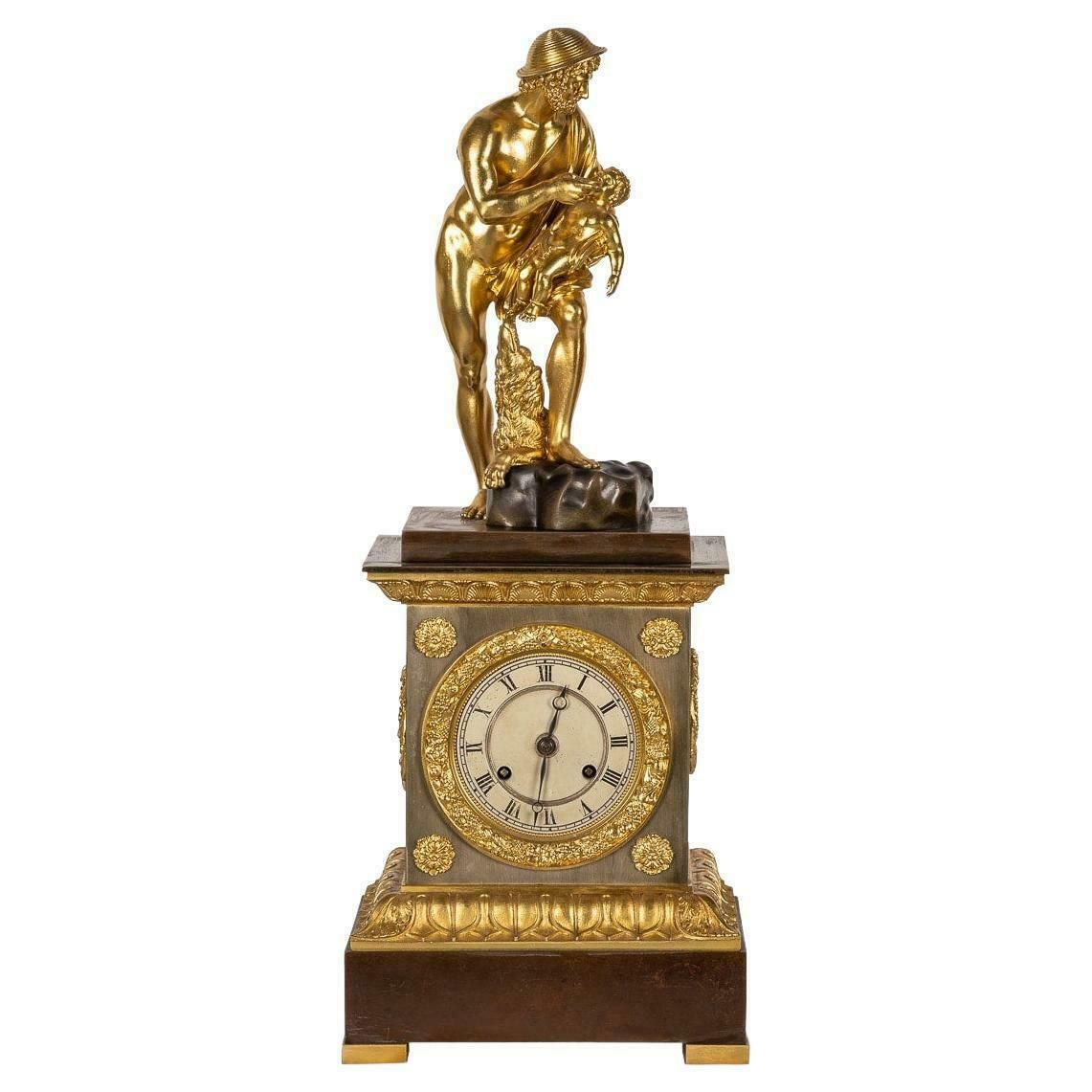 19th Century French Empire Style Bronze Mantel Clock, C.1870
