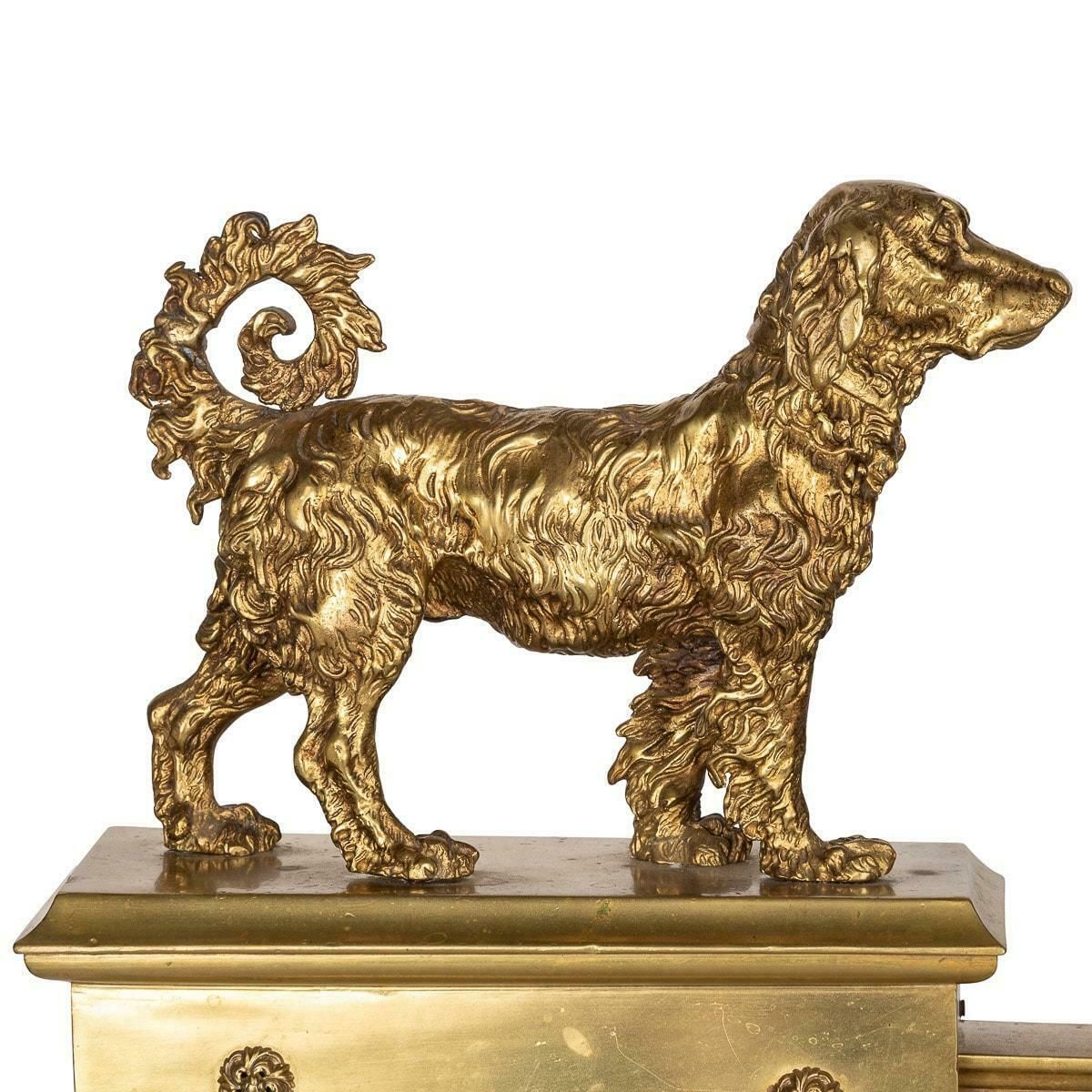 19th Century French Ormolu Fireplace Chenets Decorated With Dogs photo furniture