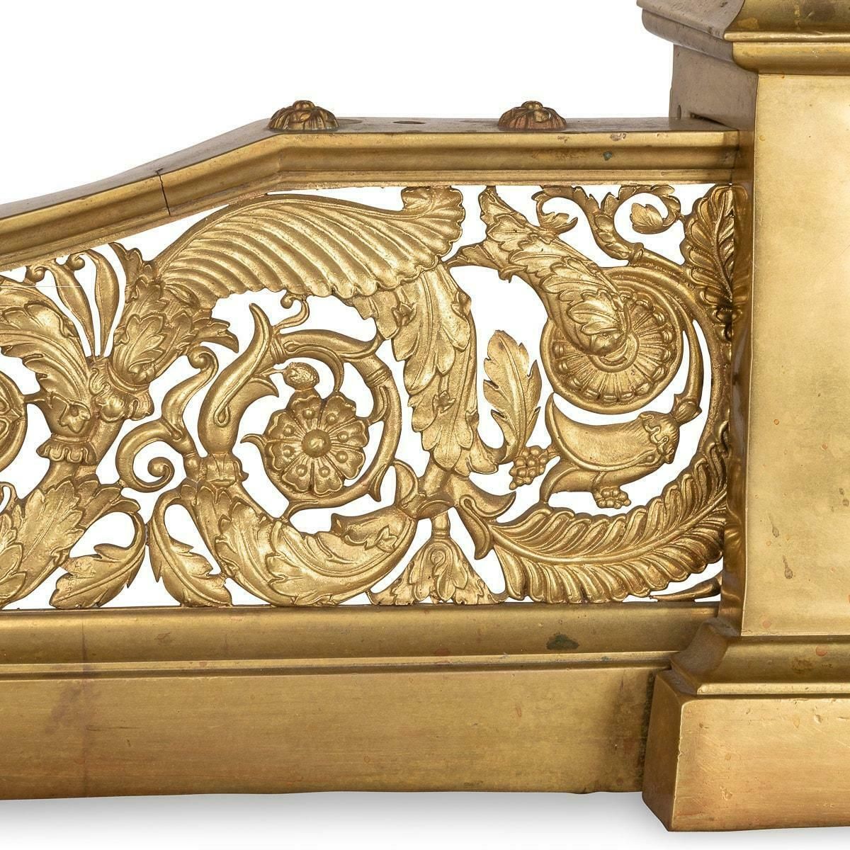 photo furniture 19th Century French Ormolu Fireplace Chenets Decorated With Dogs