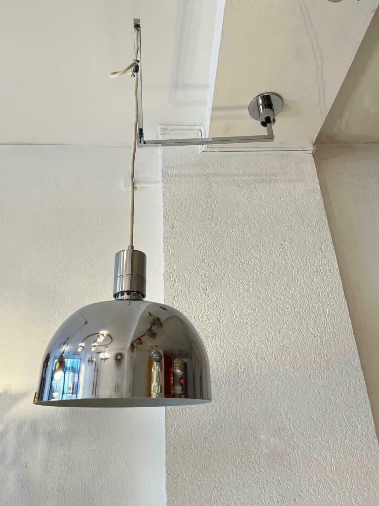 photo furniture Vintage Swing Arm Chrome Ceiling Lamp "Am/As" By Franco Albini, Italy Ca. 1969