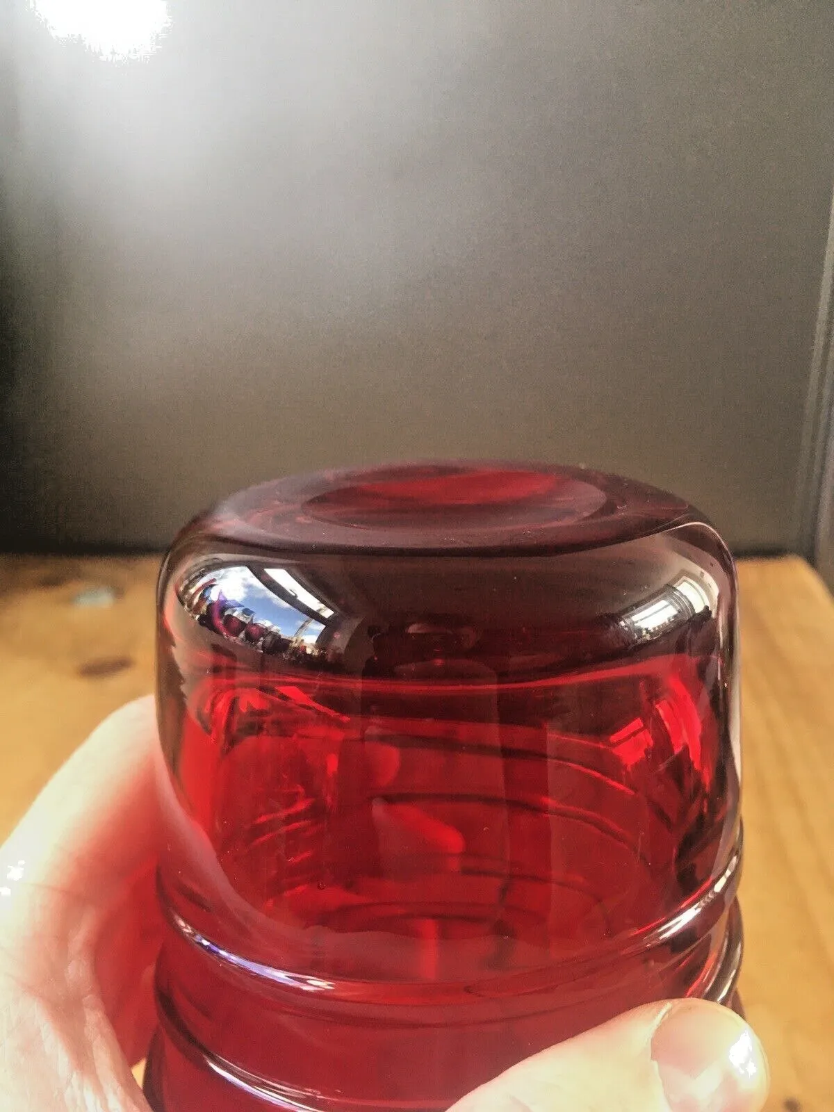Mid Century 50's Ruby Red Whitefriars Ribbon Trail 8886 Art Glass Vase B. Powell photo vintage