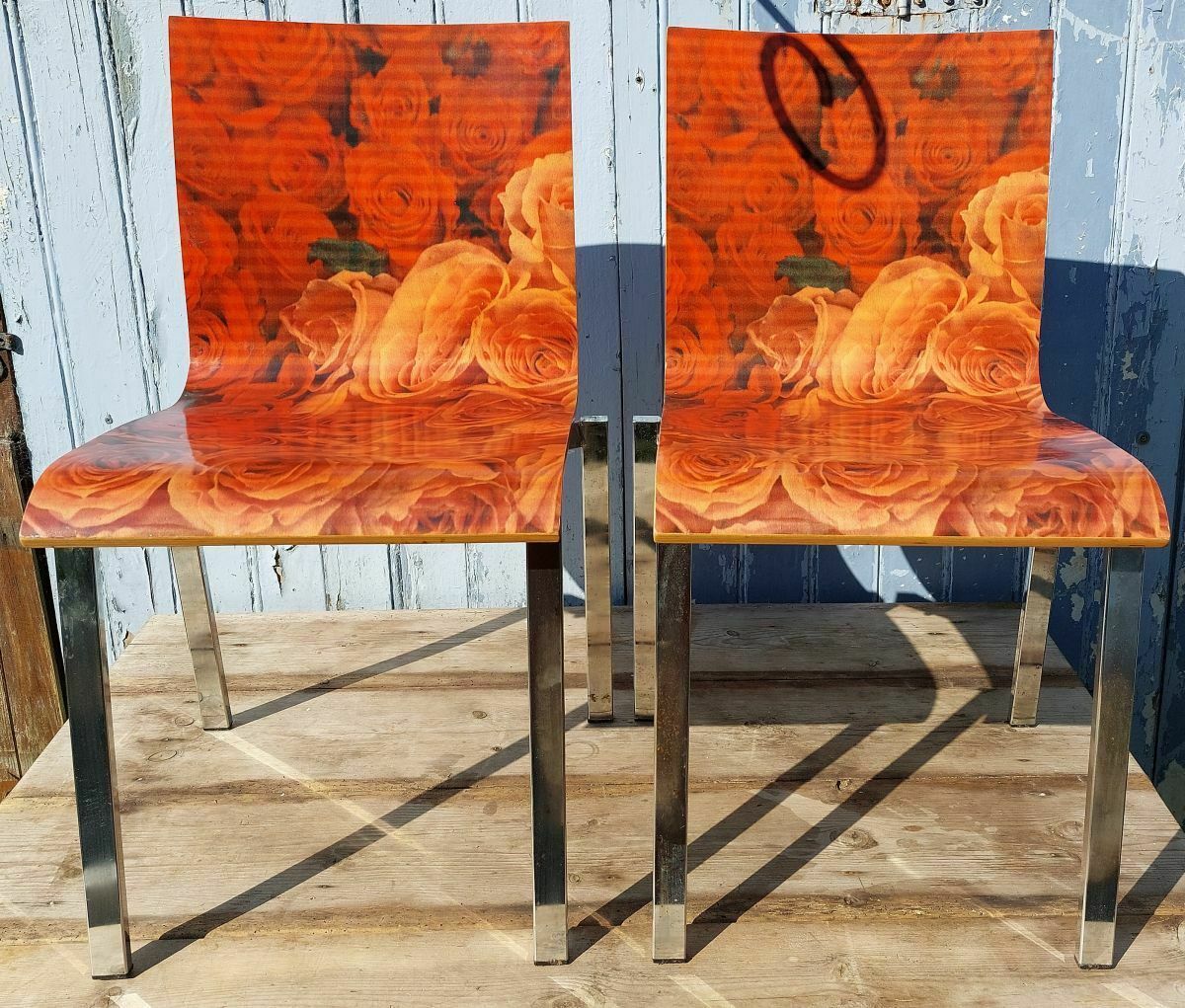 Duo Of Chairs With A Rose Motif