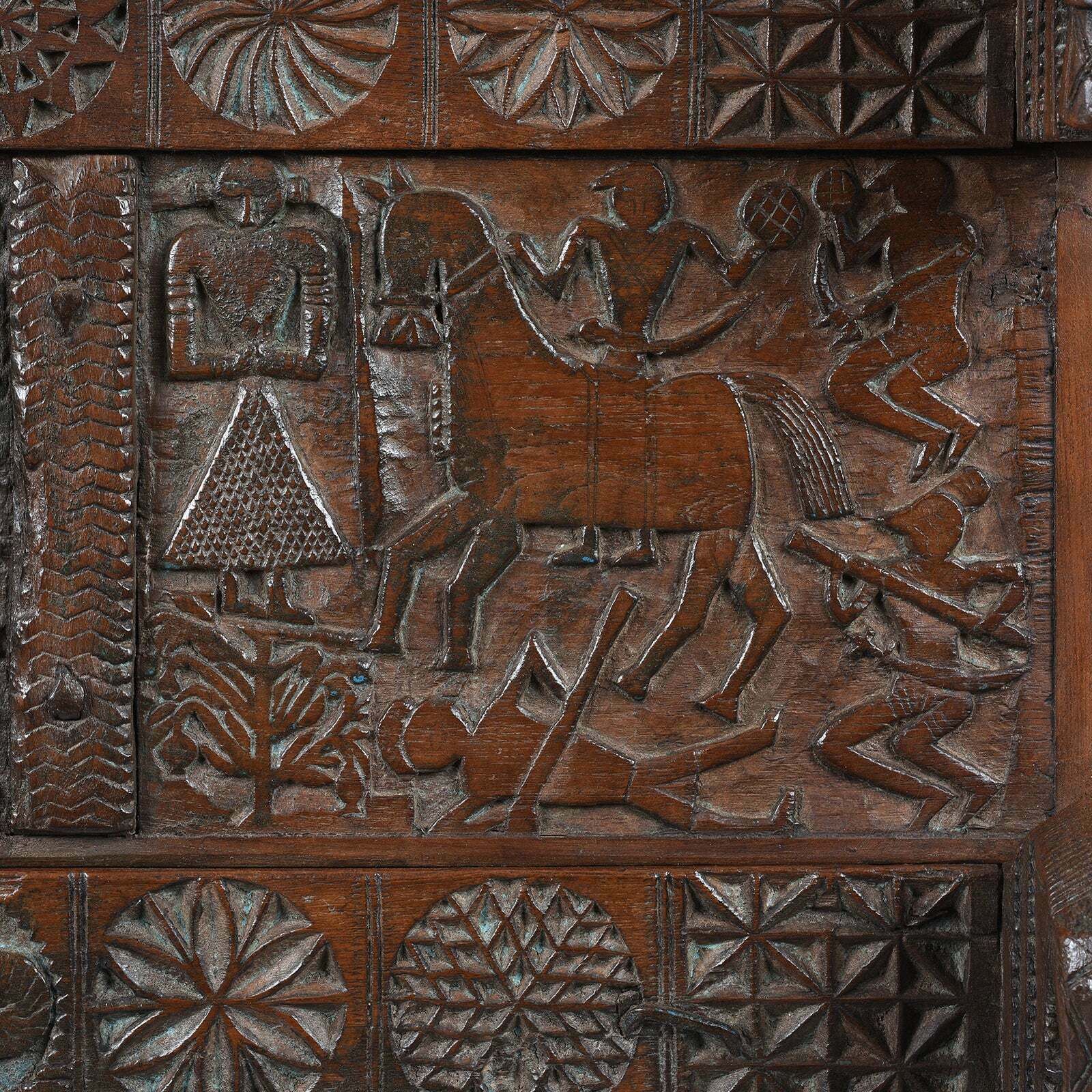 Furniture Antique Indian Majus Dowry Chest From Saurashtra, 19th Century photo
