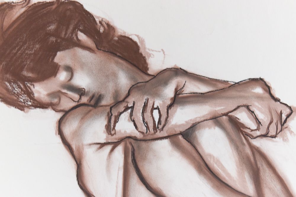 Vintage 1987 Original Signed Pastel Nude Female Life Drawing By Artist Robert Arthur Bramwell photo Art