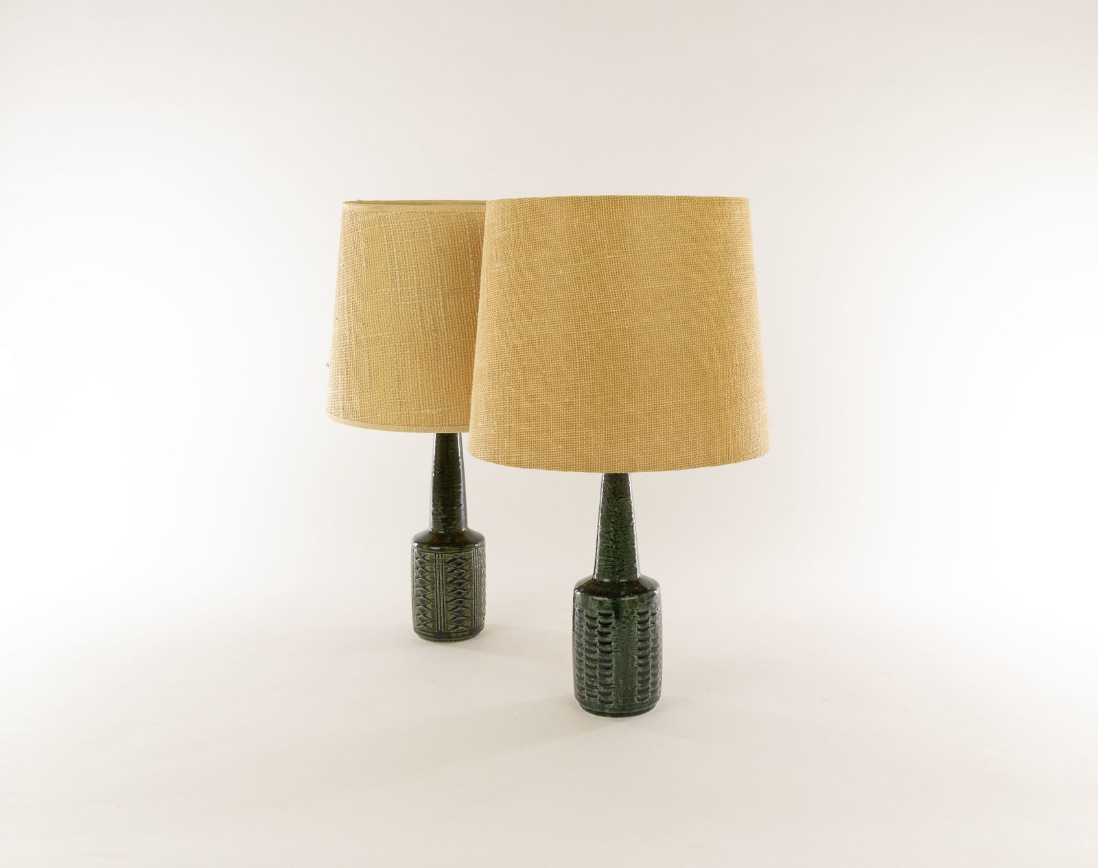 Pair Of Green Dl/21 Table Lamps By Linnemann Schmidt For Palshus, 1960s