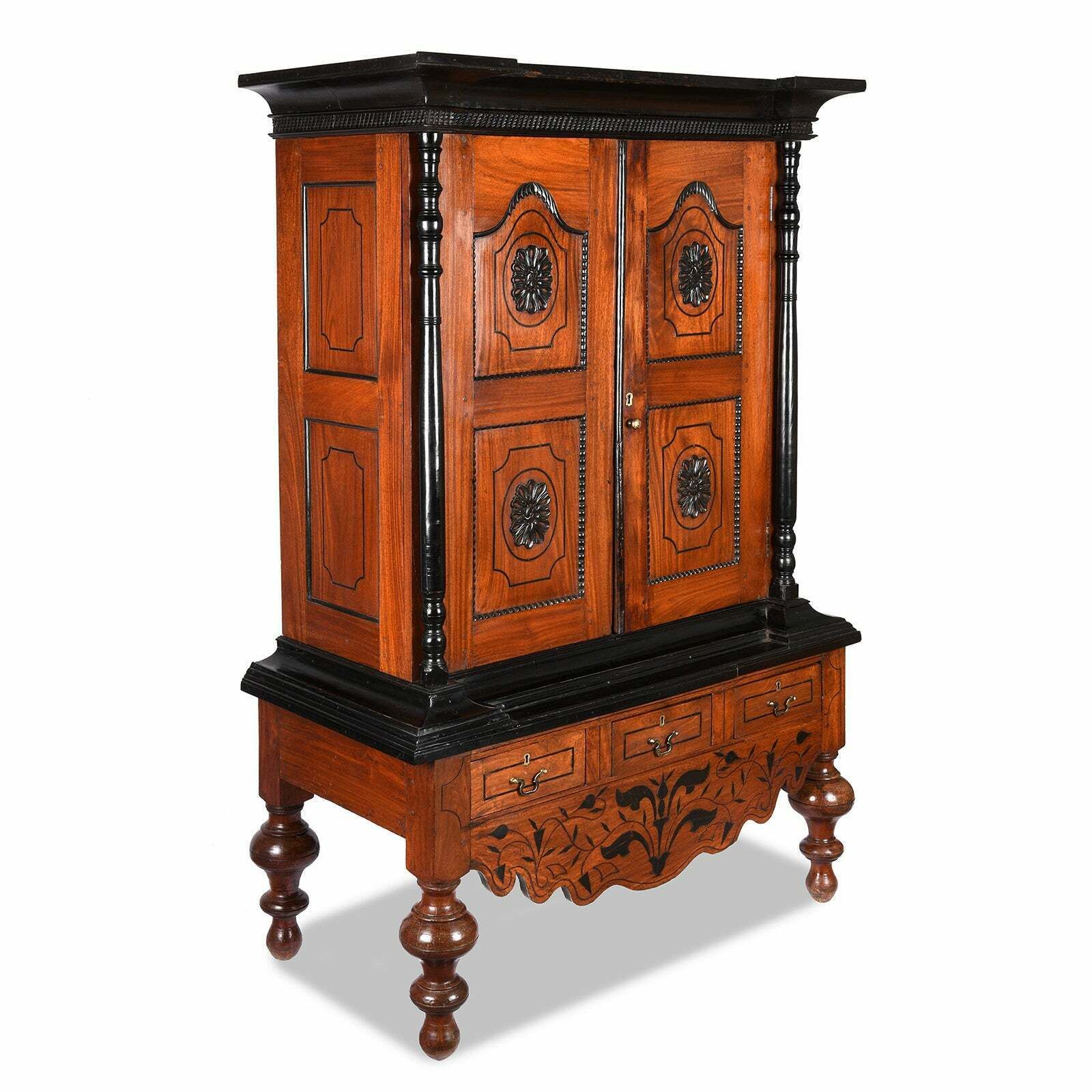 Indo Dutch Jackfruit & Ebony Cabinet From Sri Lanka,  19th Century photo for sale