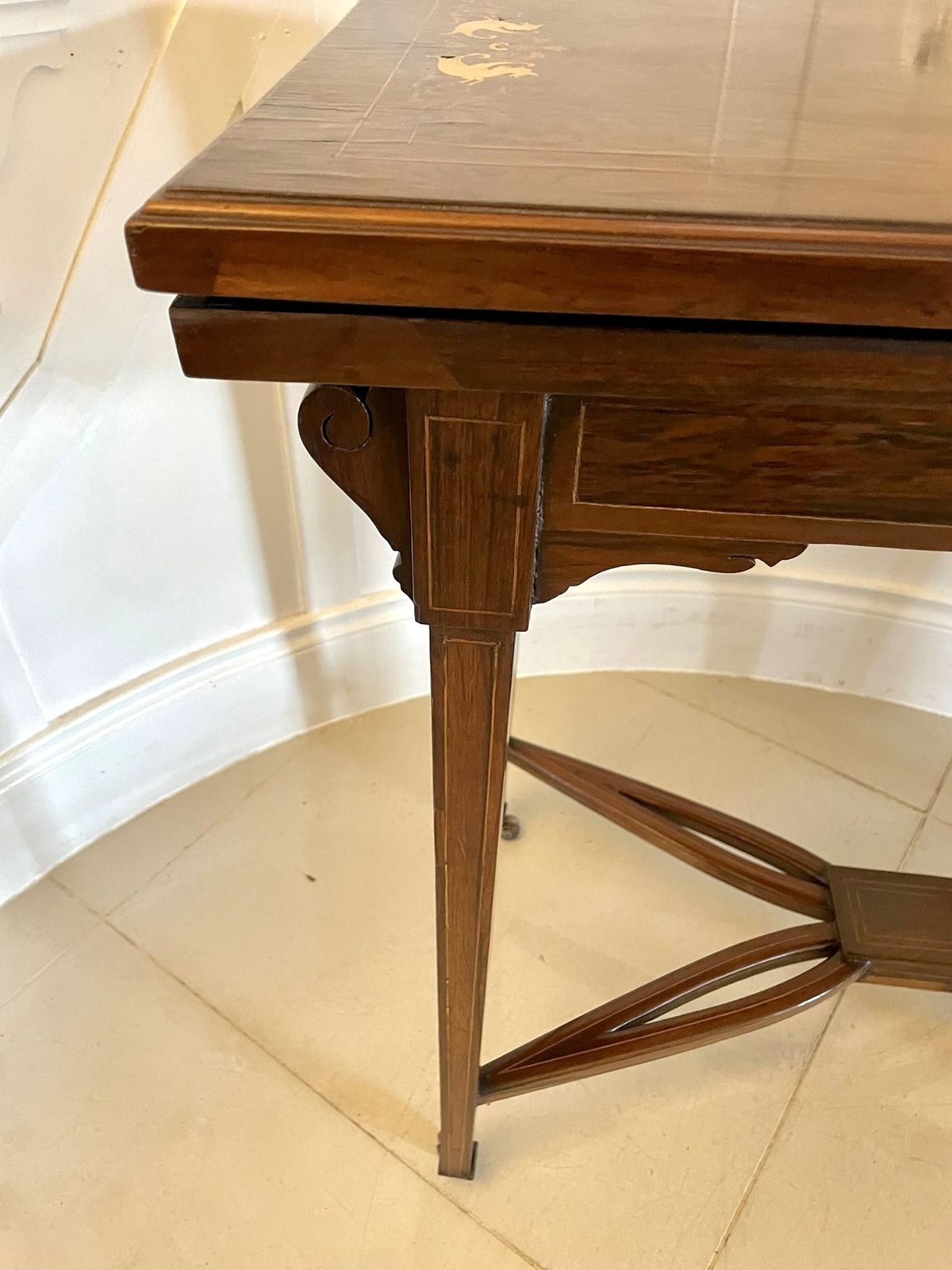 Antique Rosewood Inlaid Freestanding Side Table photo vintage