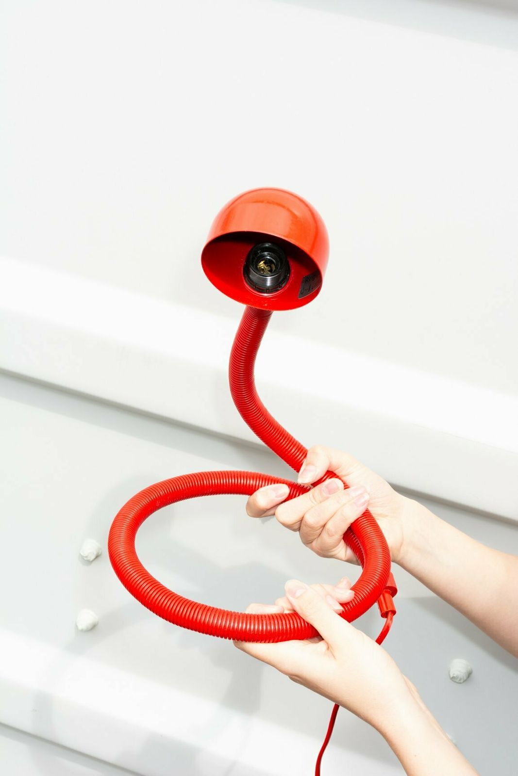 Red 'Serpent' Adjustable Desk Lamp By Isao Hosoe Hebi Serpent Lamp | Italy 1968