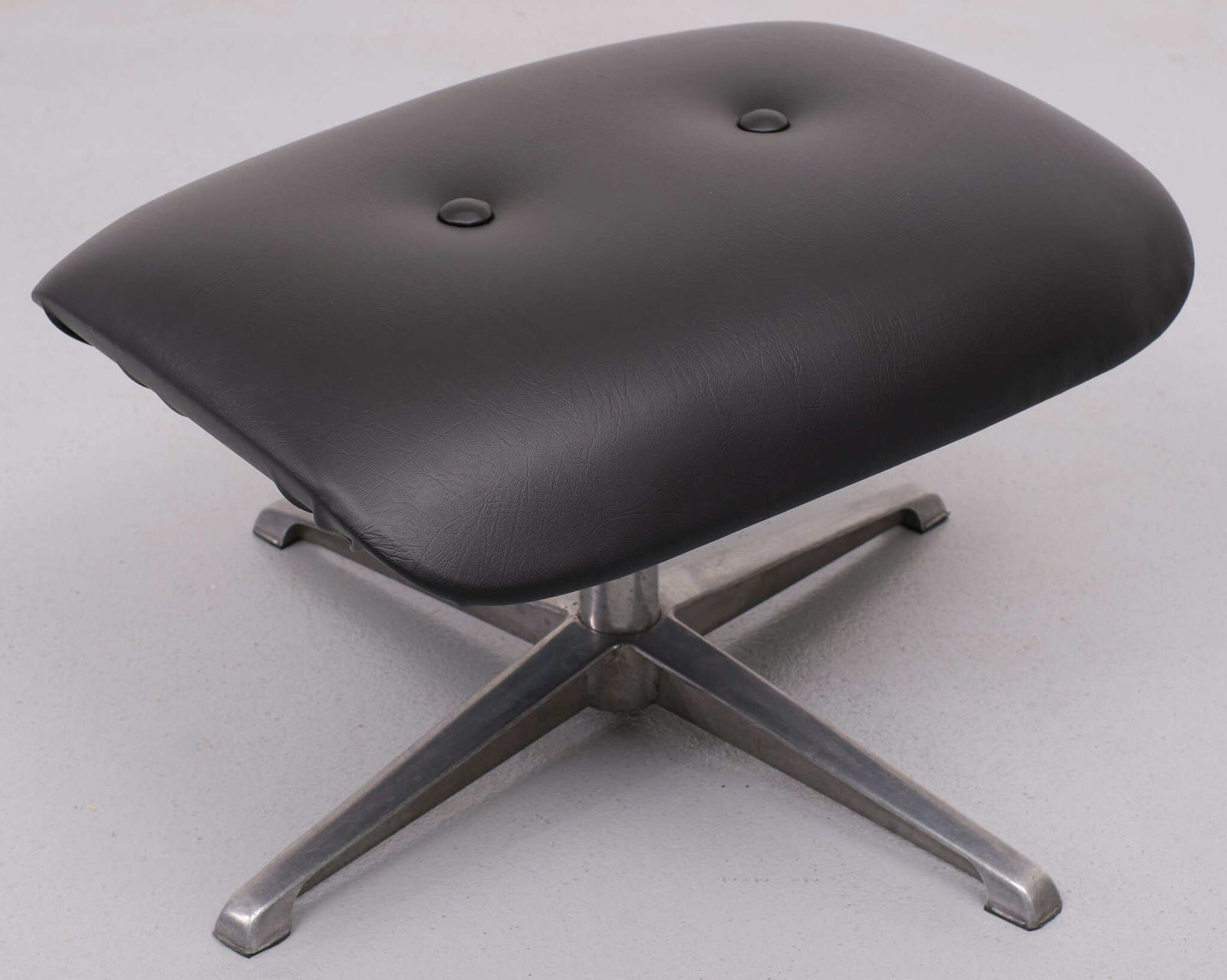 Black Faux Leather Ottoman, 1960s, Denmark photo vinterior