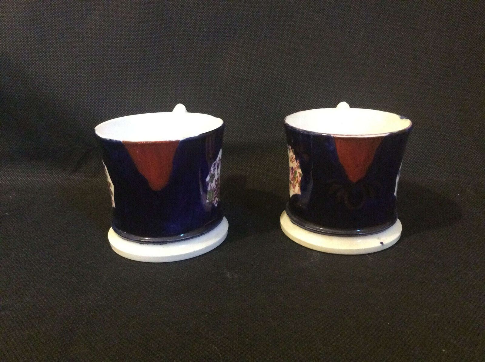 Antique C1830 Pair Of Sevres Style Cobalt Blue Hand Painted Porcelain Coffee Cans Coffee Cups, Antique Hand Painted Chinese Scenes photo furniture