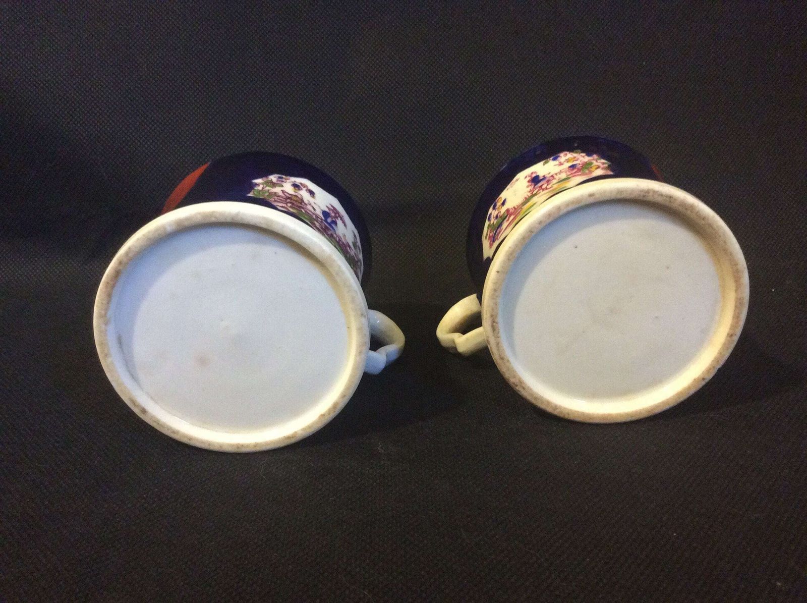 Antique C1830 Pair Of Sevres Style Cobalt Blue Hand Painted Porcelain Coffee Cans Coffee Cups, Antique Hand Painted Chinese Scenes photo Home Decor