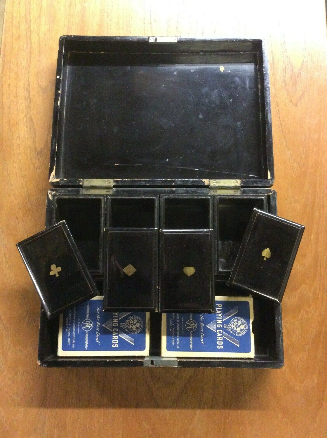 Chinese Lacquered Mother Of Pearl Playing Card Holder Card Box Very Rare Chinese Lacquered Box photo for sale