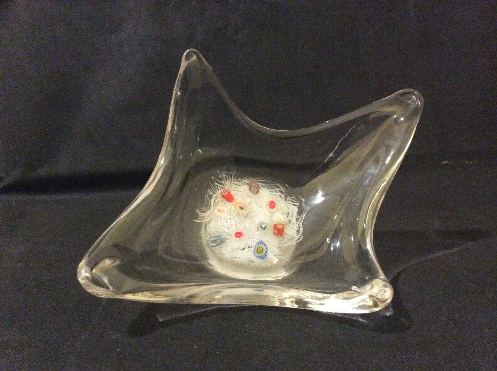 Mid Century 1960s Art Glass Signed Millefiori Bowl Bon Bon Dish, Signed Art Glass, Millefiori Glass Bowl, Collectable Signed Art Glass