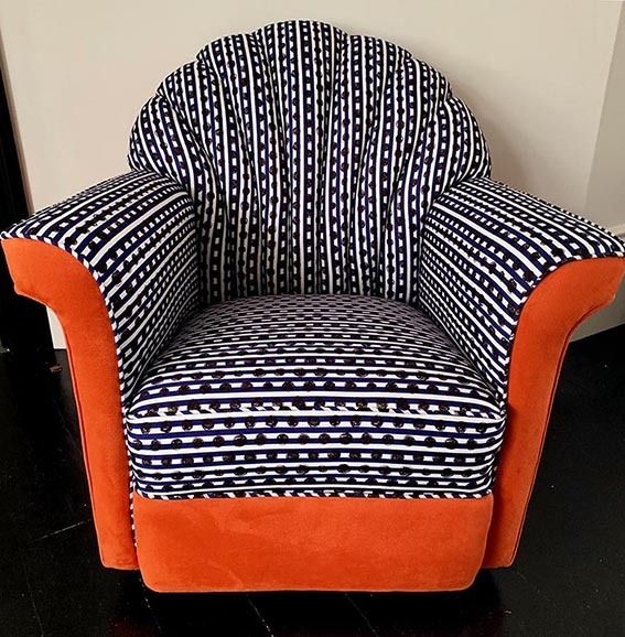 Bespoke Reupholstered Vintage 1940s Scallop Shaped Armchair