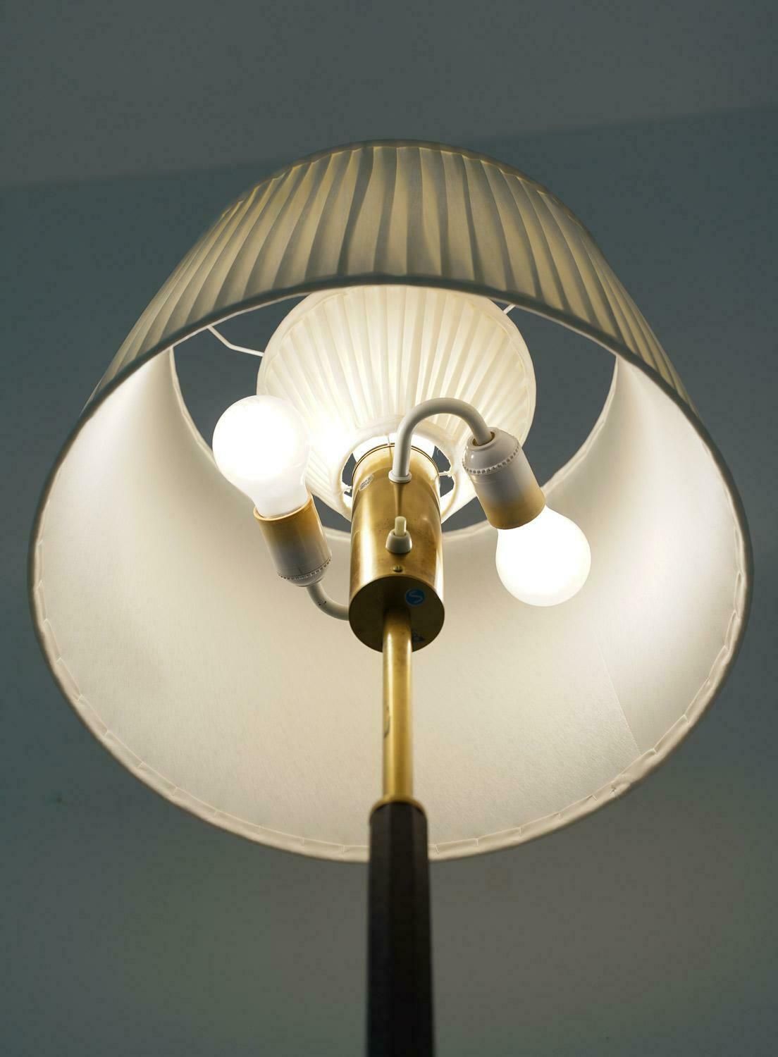 Swedish Brass And Wood Floor Lamp By Boréns photo buy