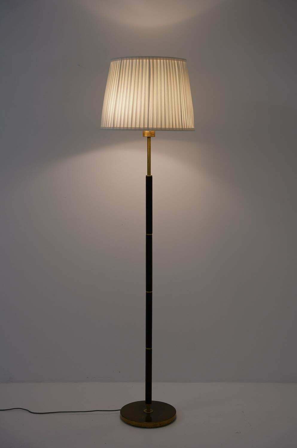 Swedish Brass And Wood Floor Lamp By Boréns photo vintage
