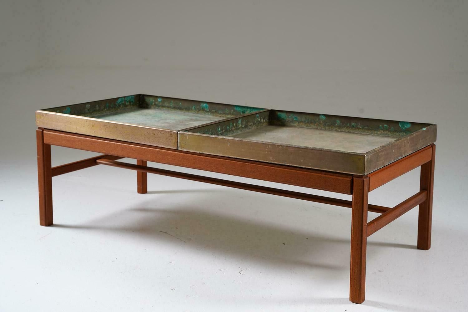 Scandinavian Flower Table "Casino" In Teak And Brass By Engström & Myrstrand