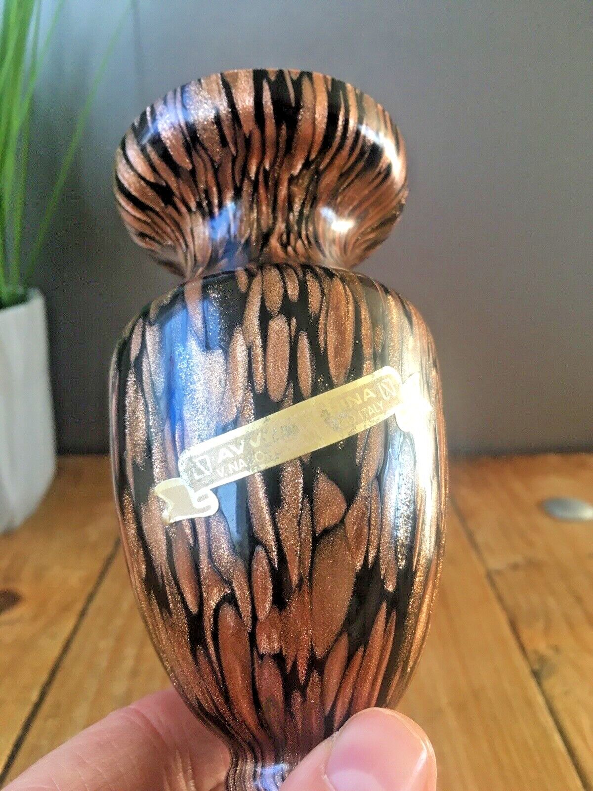Vintage 80's Vincenzo V. Nason Murano Glass Copper Aventurine Avventurina Vase photo Home Decor