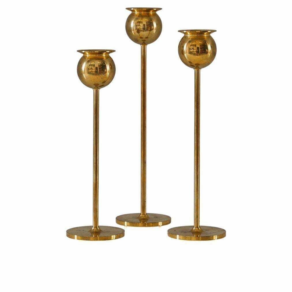 Swedish Candle Holders In Brass By Pierre Forsell For Skultuna
