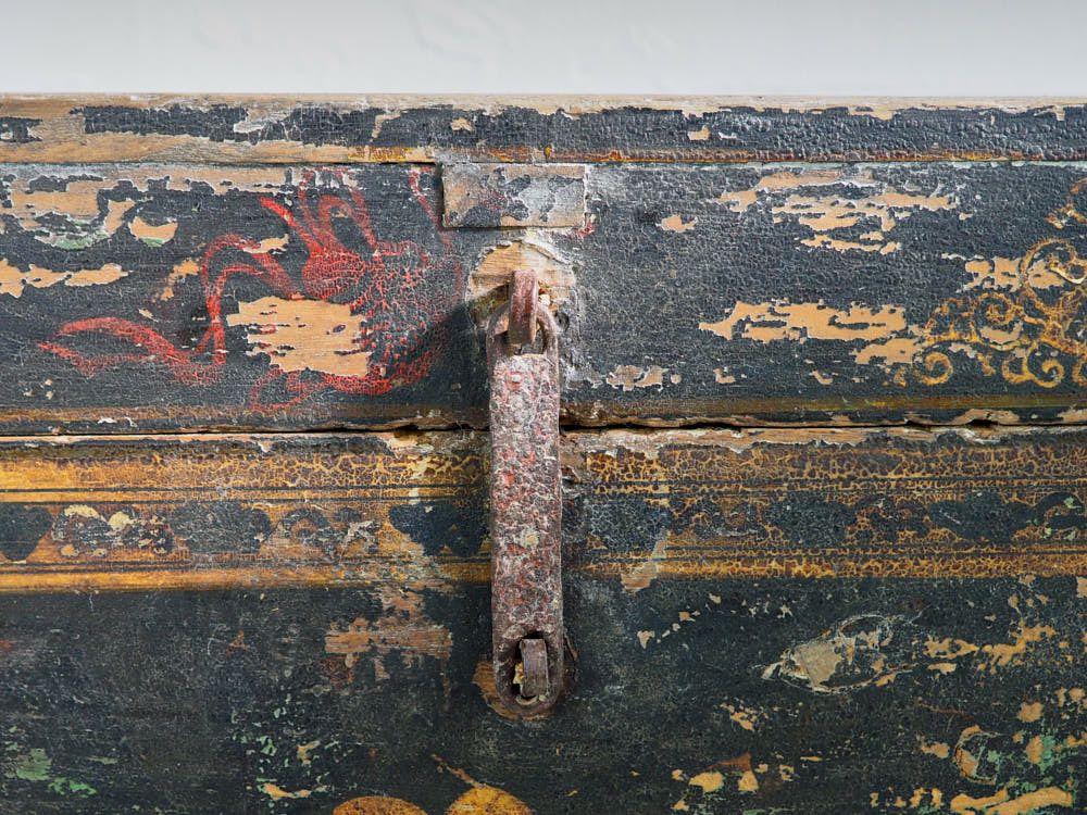 Chinese Wooden Chest With Floral Illustrations (China, C.1900) #3 photo Furniture