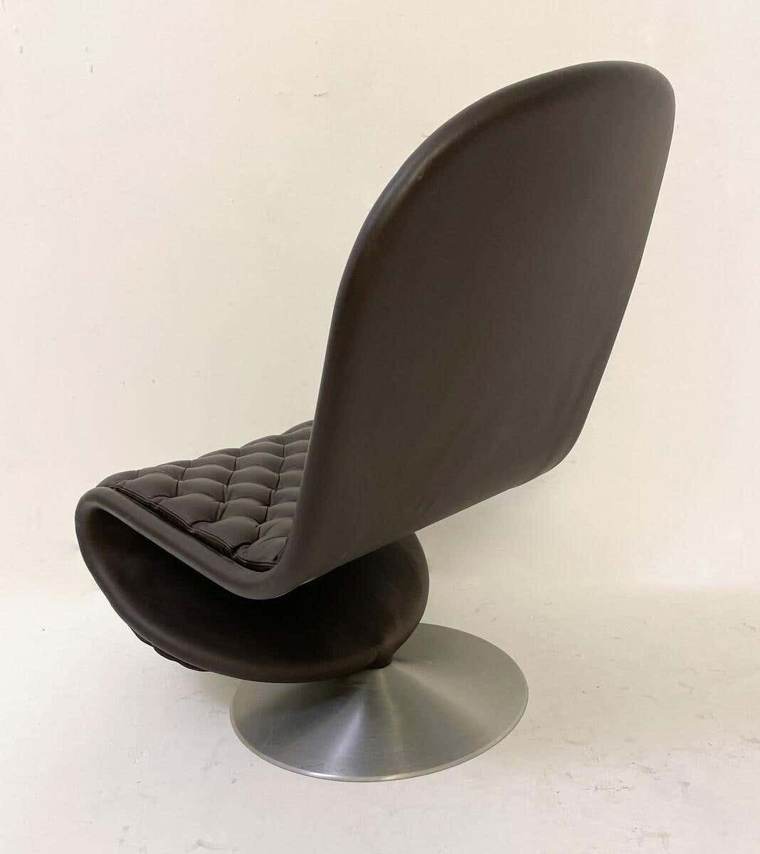 Mid Century Modern Brown Leather System 123 Chair By Verner Panton, Denmark photo for sale