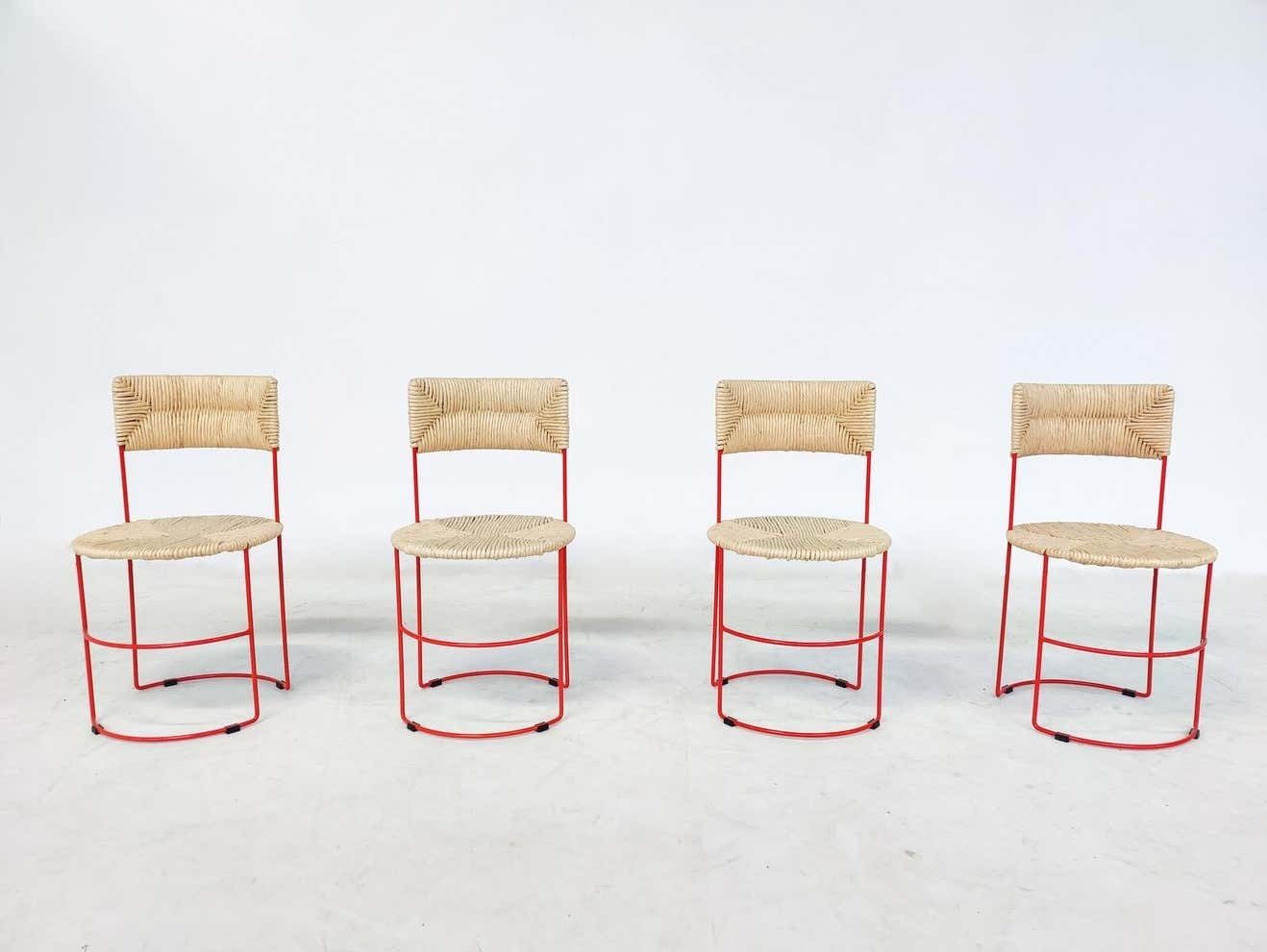 Mid Century Modern Set Of 4 Chairs By Laura De Lorenzo & Stefano Stefani photo buy