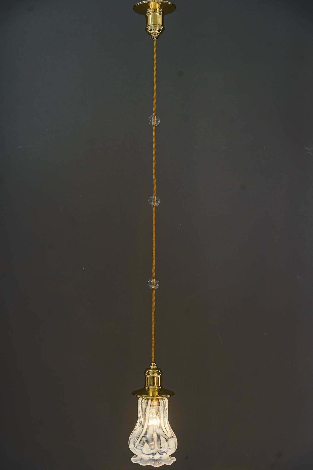 2 Art Deco Pendants Vienna Around 1920s With Opaline Glass Shades photo buy