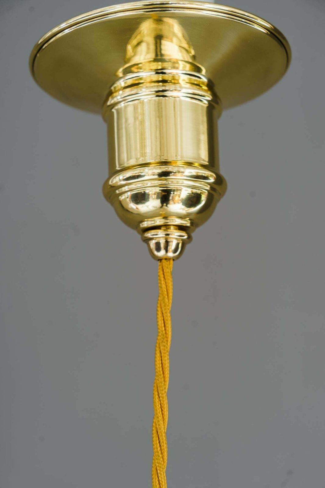 Lighting 2 Art Deco Pendants Vienna Around 1920s With Opaline Glass Shades photo