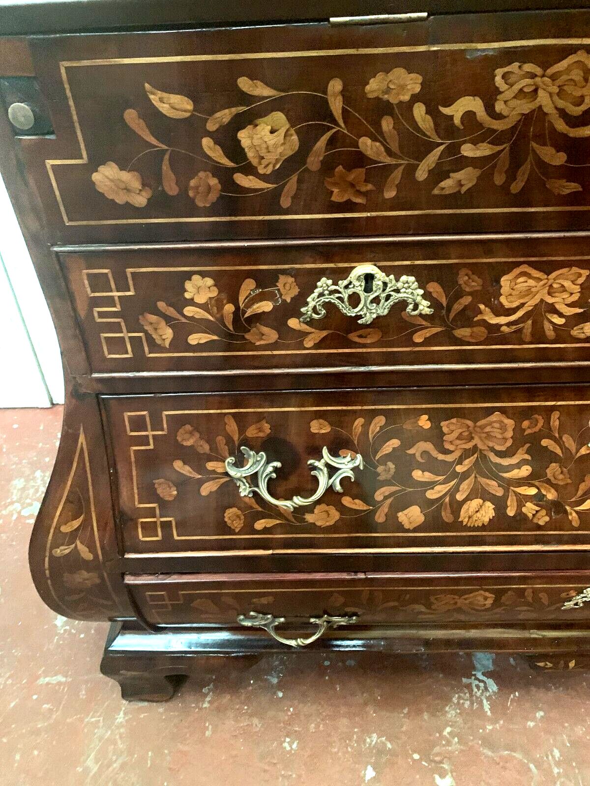 Furniture Scriban Chest Of Drawers In Dutch Marquetry XVIII Century photo