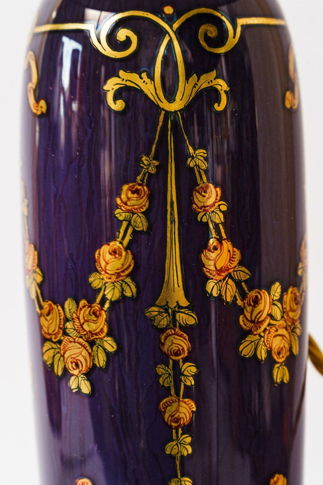 Rare Art Deco Glass Table Lamp With Fabric Shade Vienna Around 1920s photo buy