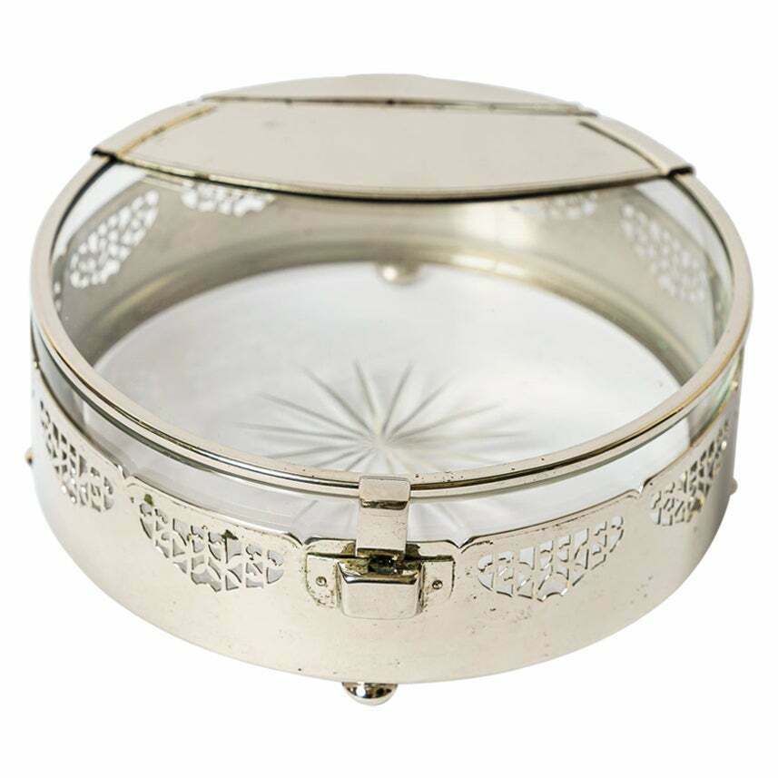 Art Deco Nickel  Plated With Cut Glass Centrepiece Vienna Around 1920s