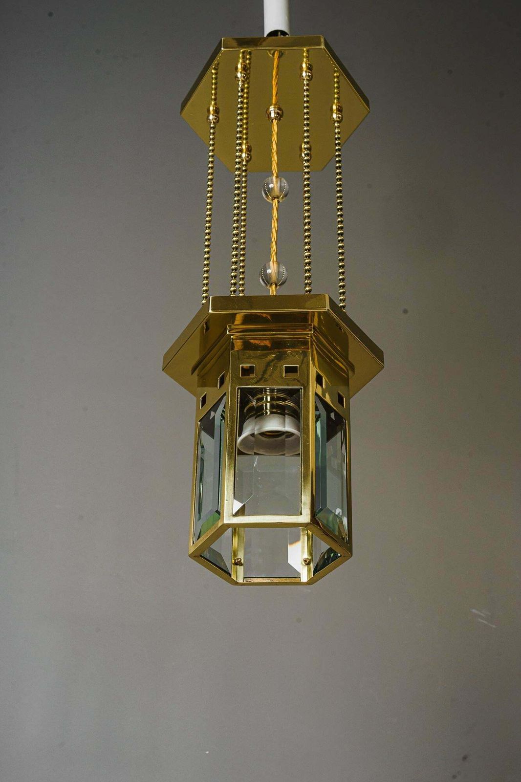 Art Deco Pendant With Facet Cut Glasses Vienna Around 1920s photo for sale