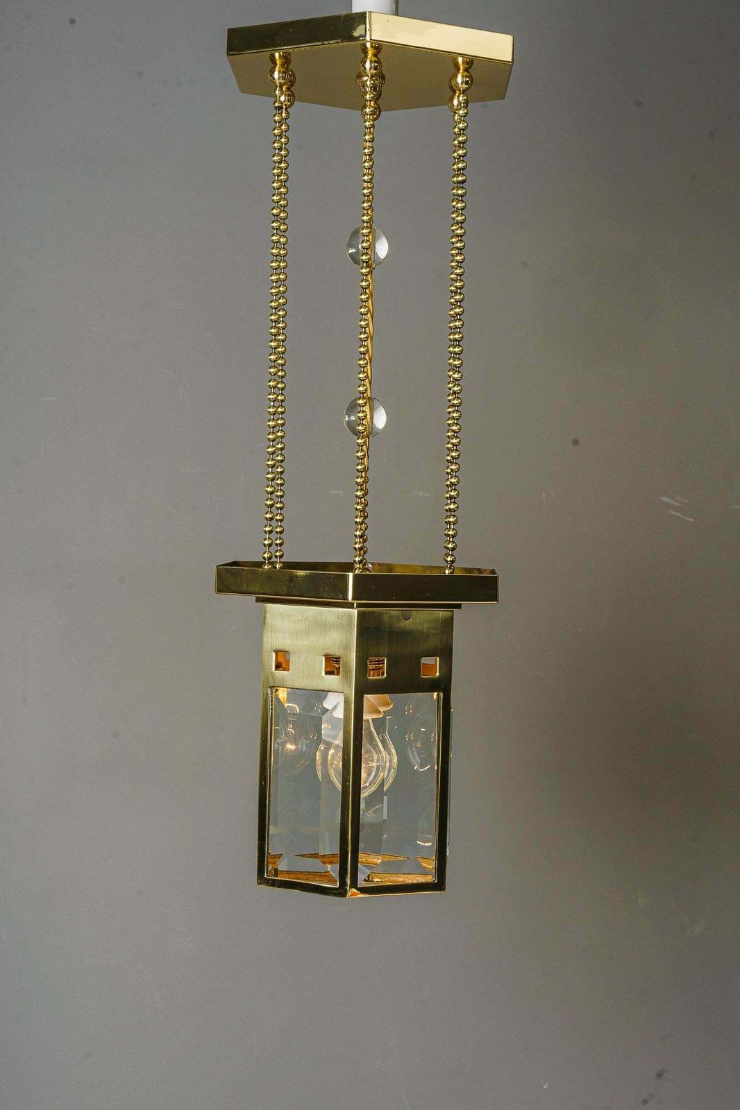 Art Deco Pendant With Facet Cut Glasses Vienna Around 1920s photo vinterior