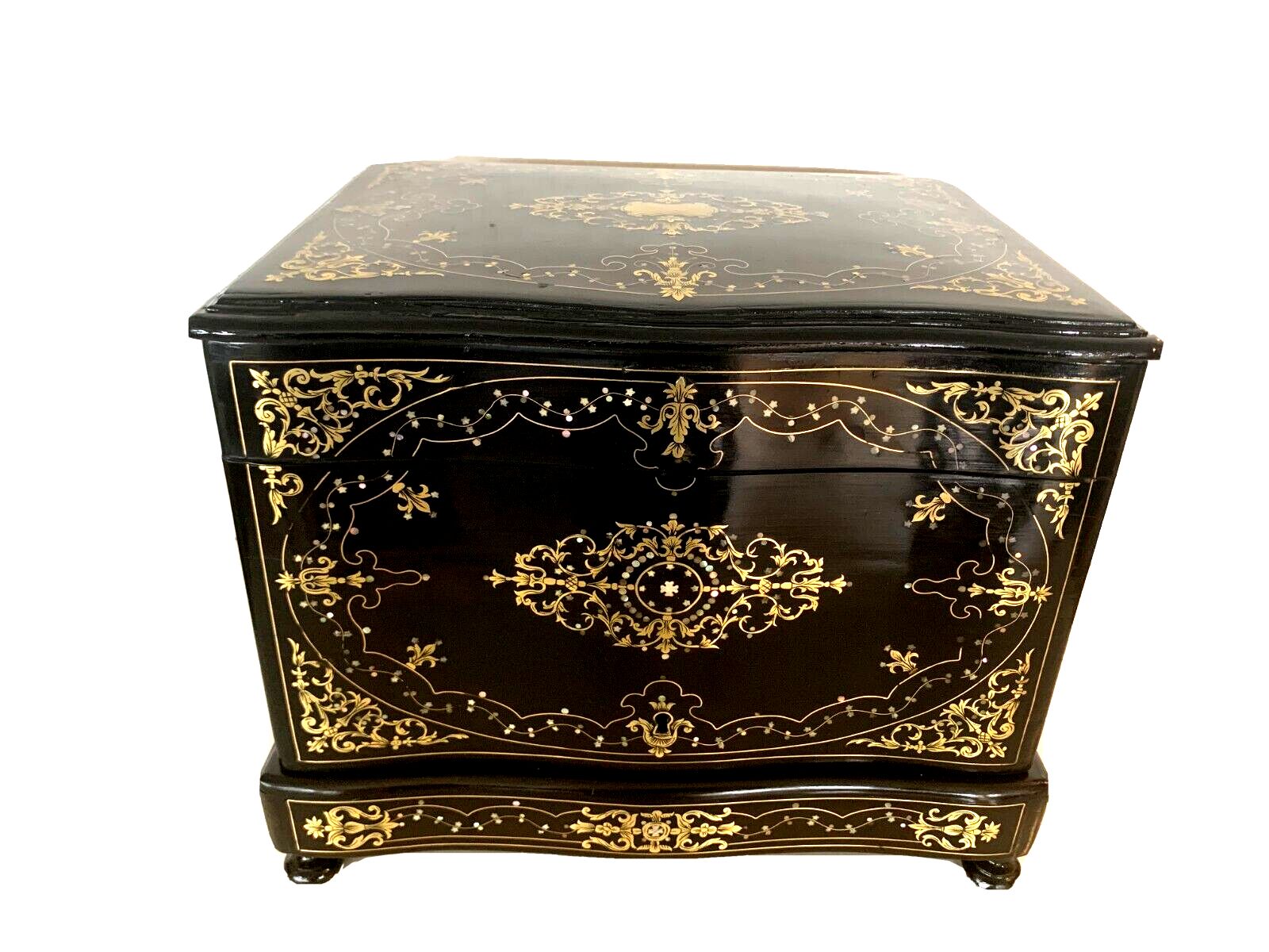 Complete Liquor Cellar Napoleon III Marquetry Boulle Antique Box photo 1515.21