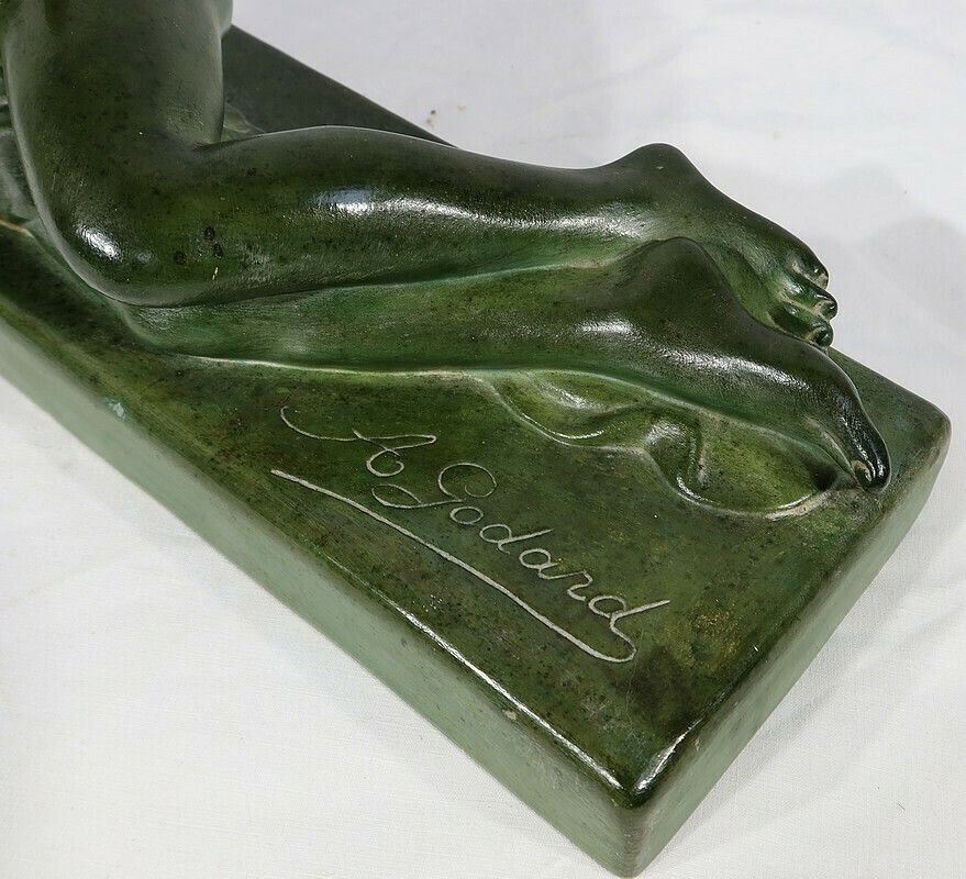 photo buy Sculpture “La Demoiselle Et Le Chevreau”, By A. Godard, Art Deco – Early 20th Century