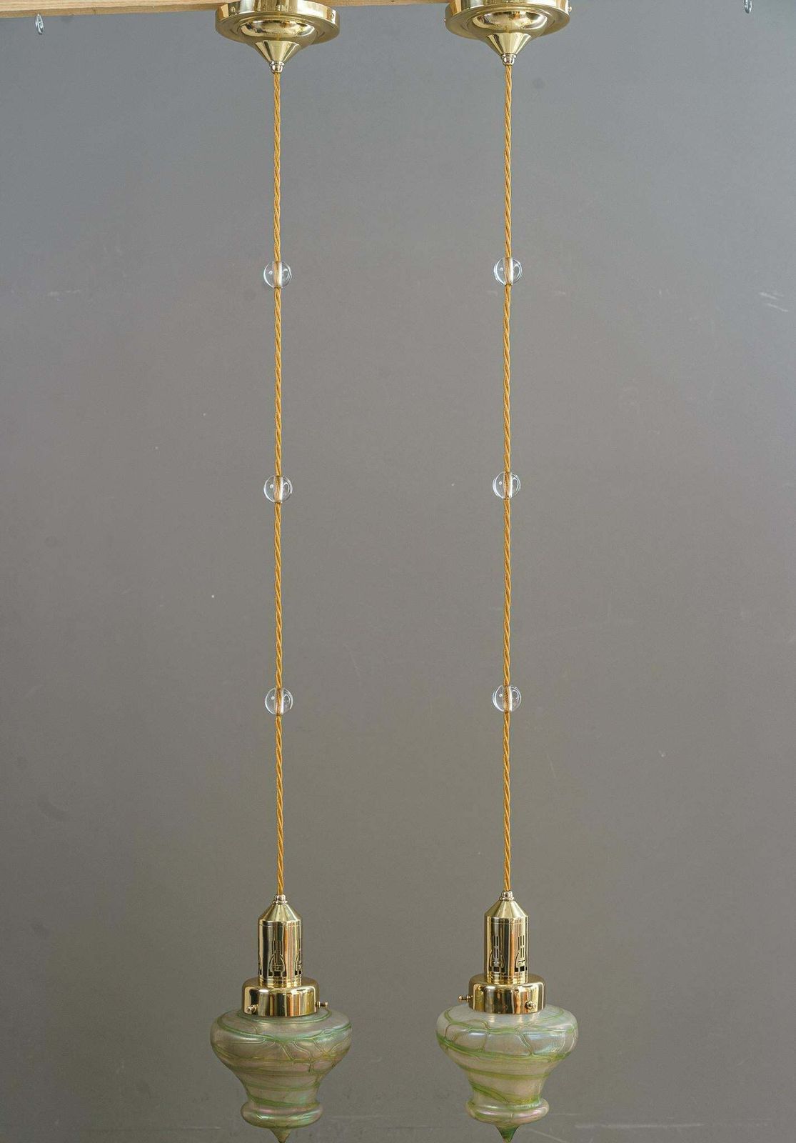 2 Art Deco Pendant With Palme Koenig Glass Shades Vienna Around 1920s photo furniture