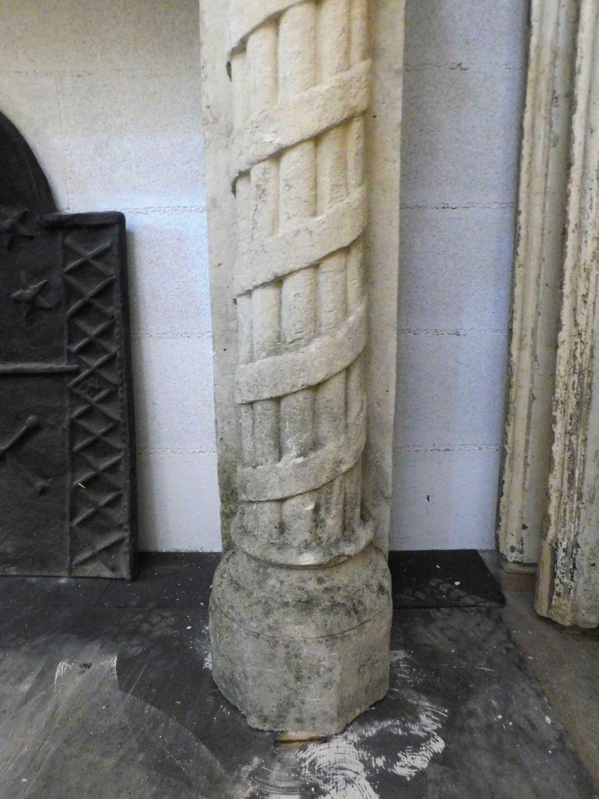 Important Antique Fireplace Mantle In Stone, Hand Carved Columns, '800 Italy photo buy