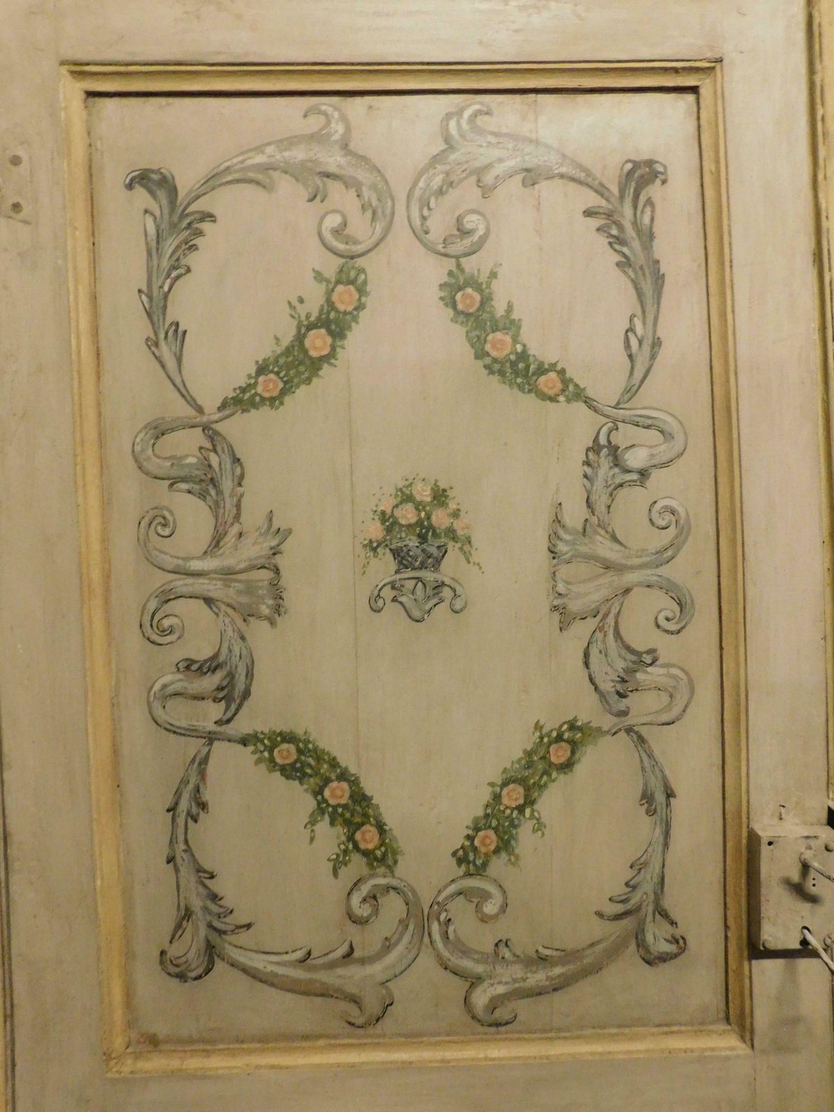 Set Of 2 Painted And Lacquered Interior Doors With Frame, 18th Century, Italy photo for sale