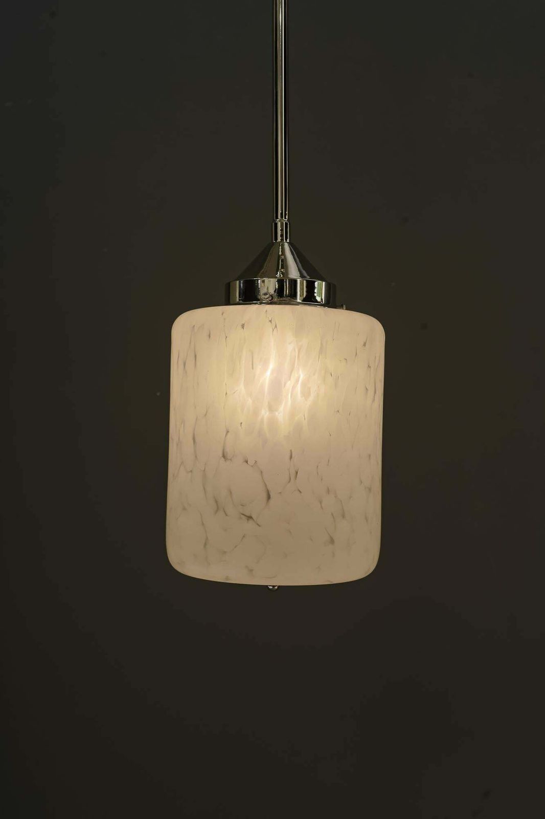 photo buy Nickel Plated Art Deco Pendant With Glass Shade Vienna Around 1920s