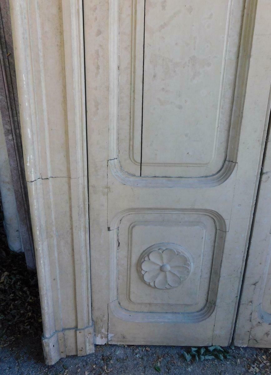 N.3 Lacquered Interior Double Doors With Carved Frame, 19th Century Italy photo vinterior