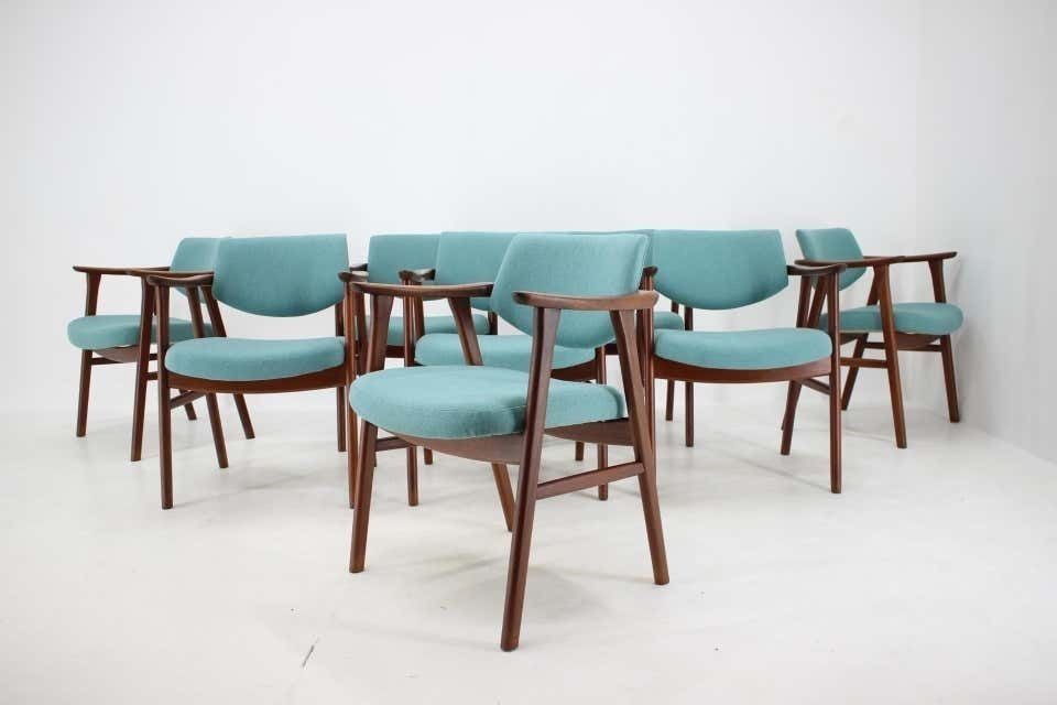 1960s Very Rare Erik Kierkegaard Teak Dining Chairs, Set Of 8